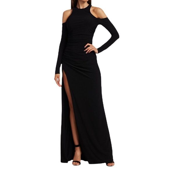 Cinq a Sept Black Rosalina Cold Shoulder Gown 0 NWT - Picture 1 of 6